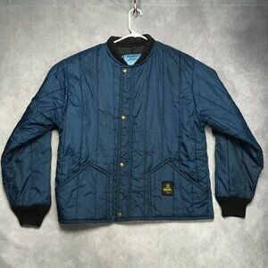 RefrigiWear Men Quilted Puff Jacket size XL Blue Nylon Shell Winter Side Pockets